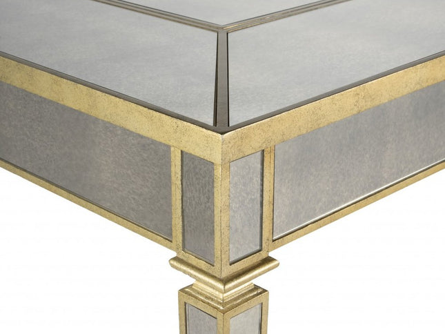 36" Brown and Silver Wood Coffee Table