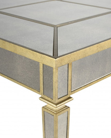 36" Brown and Silver Wood Coffee Table