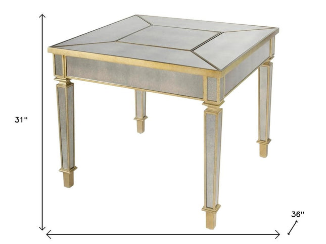 36" Brown and Silver Wood Coffee Table