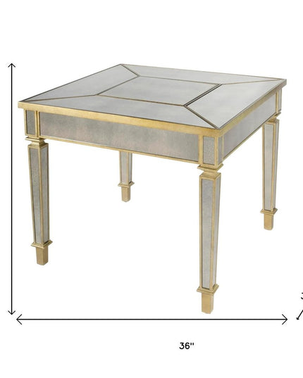 36" Brown and Silver Wood Coffee Table