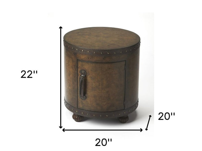 20" Brown Wood Round Coffee Table