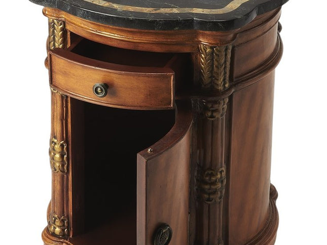 20" Black and Brown Stone and Wood Free Form Coffee Table With Drawer