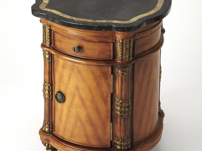 20" Black and Brown Stone and Wood Free Form Coffee Table With Drawer