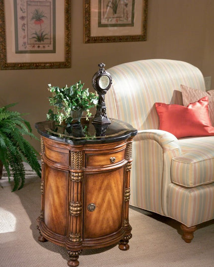 20" Black and Brown Stone and Wood Free Form Coffee Table With Drawer