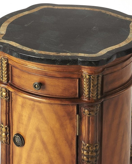 20" Black and Brown Stone and Wood Free Form Coffee Table With Drawer