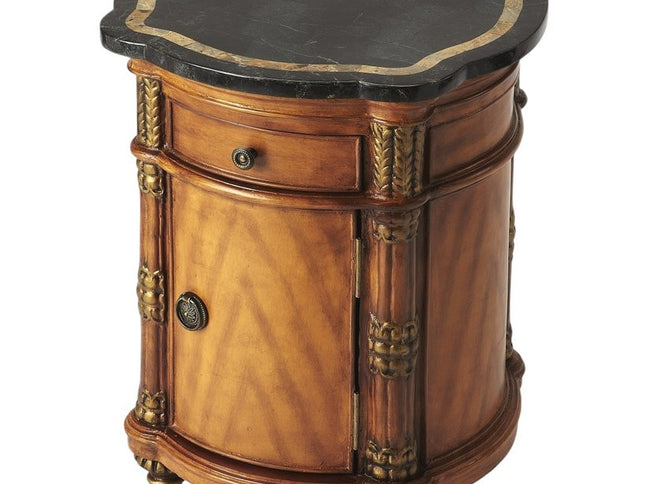 20" Black and Brown Stone and Wood Free Form Coffee Table With Drawer