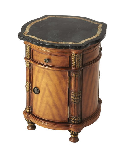 20" Black and Brown Stone and Wood Free Form Coffee Table With Drawer