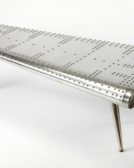 60" Silver Aluminum and Metal Coffee Table