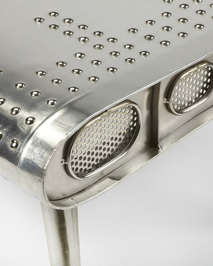 60" Silver Aluminum and Metal Coffee Table