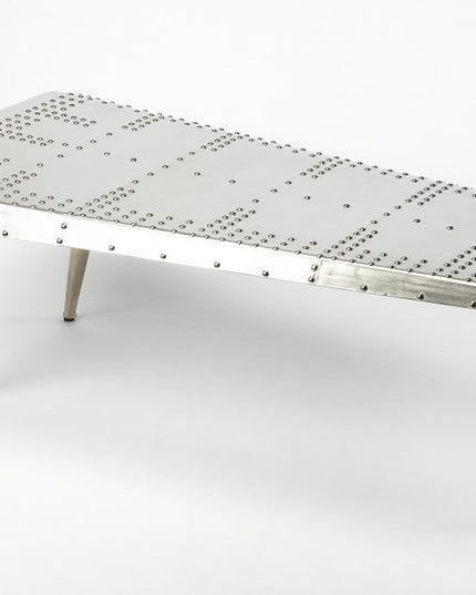 60" Silver Aluminum and Metal Coffee Table