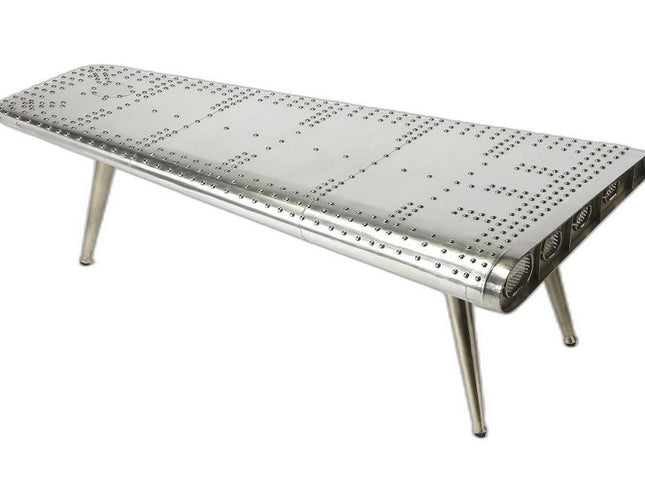60" Silver Aluminum and Metal Coffee Table