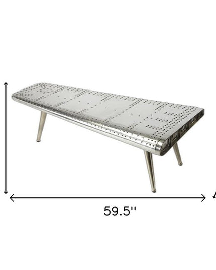 60" Silver Aluminum and Metal Coffee Table