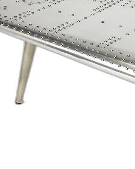 60" Silver Aluminum and Metal Coffee Table