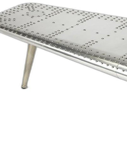 60" Silver Aluminum and Metal Coffee Table