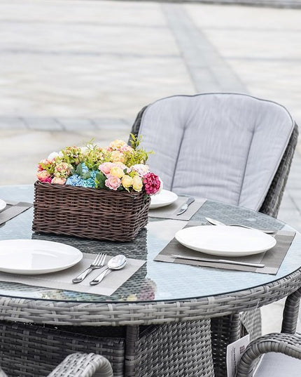 Five Piece Gray Round Glass Dining Set