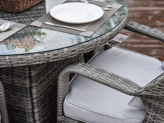 Five Piece Gray Round Glass Dining Set