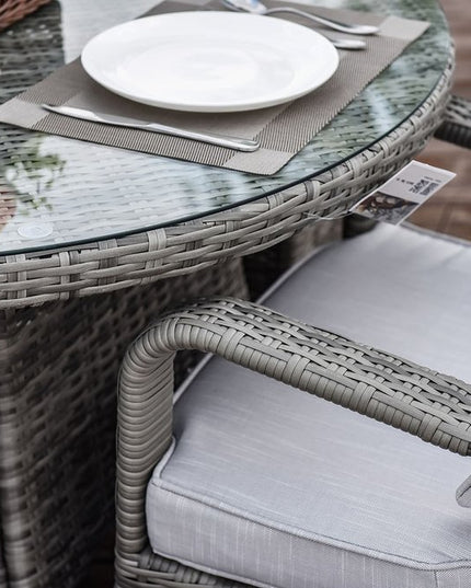 Five Piece Gray Round Glass Dining Set