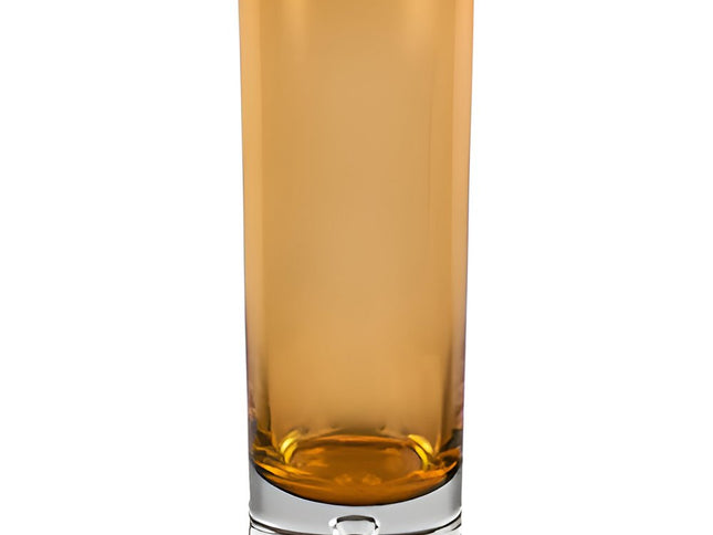 11" Amber And Clear Cylinder Lead Free Crystal Table Vase