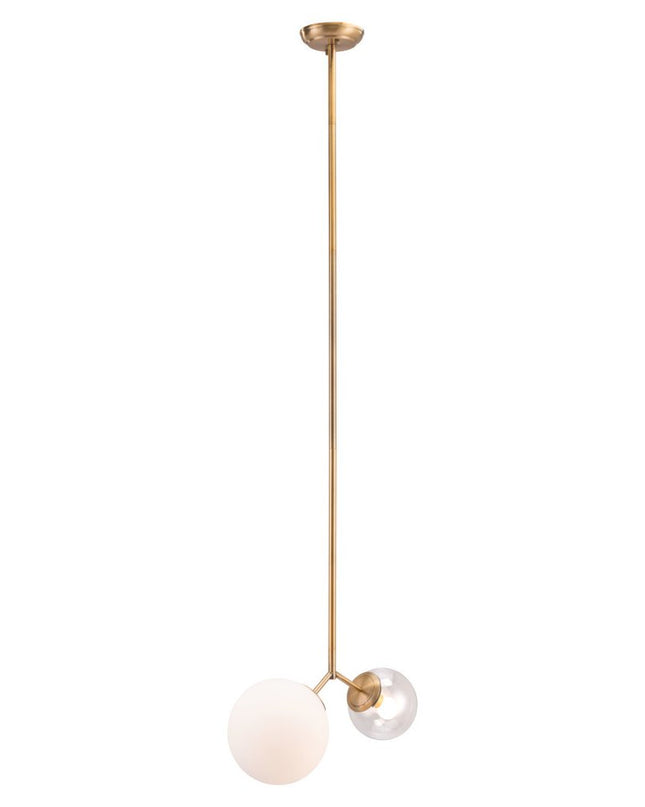 Gold Shaded Two Light Metal Dimmable Ceiling Light With White Shades