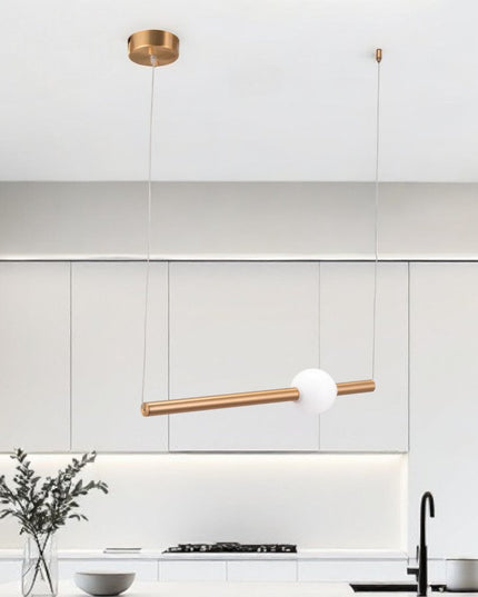 Gold And White Kitchen Island Metal LED Chandelier