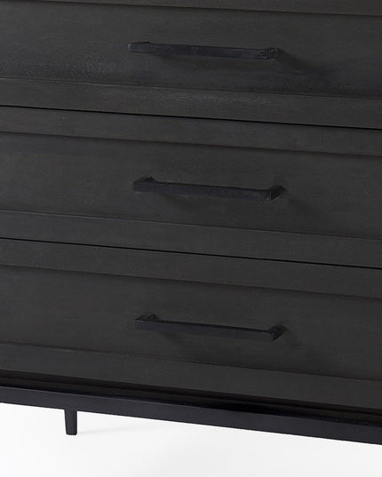 36" Black And White Solid Wood And Marble Three Drawer Dresser