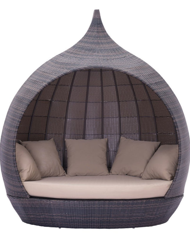 Teardrop Shaped Brown and Beige Daybed