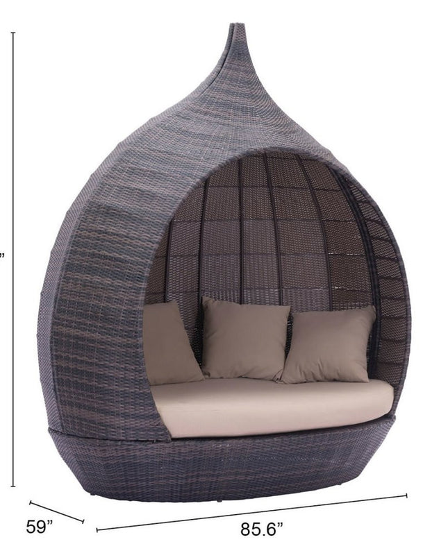 Teardrop Shaped Brown and Beige Daybed