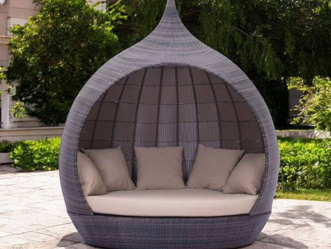 Teardrop Shaped Brown and Beige Daybed