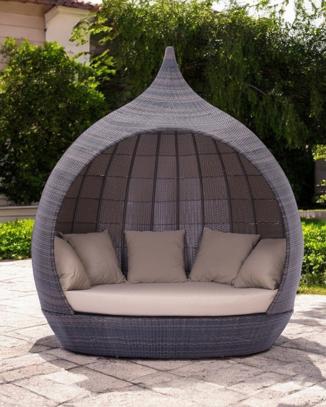 Teardrop Shaped Brown and Beige Daybed