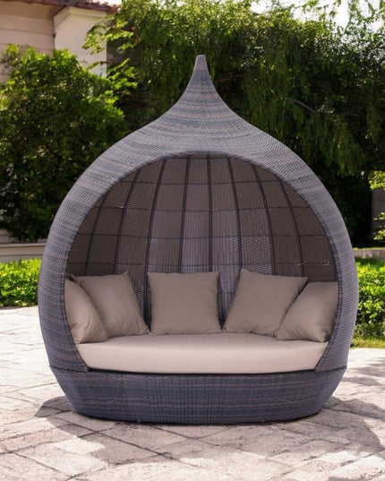 Teardrop Shaped Brown and Beige Daybed