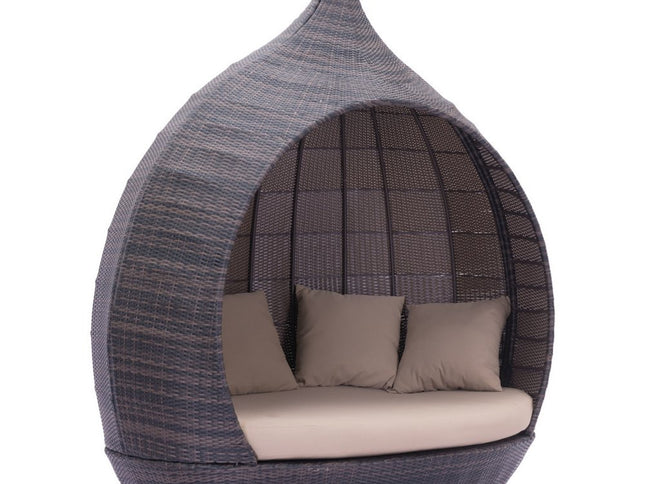 Teardrop Shaped Brown and Beige Daybed