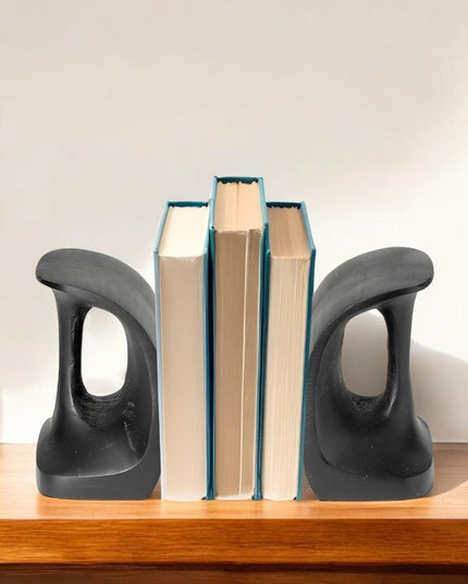 Set of Two 6" Black Metal Decorative Bookends