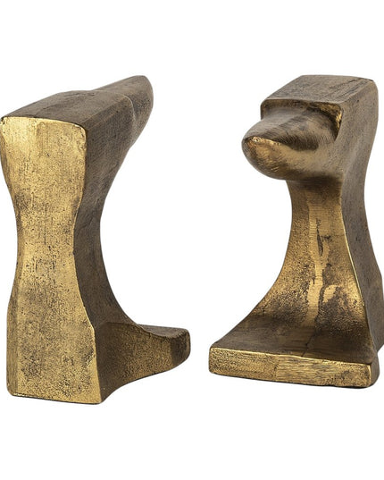 Set of Two 6" Gold Metal Decorative Bookends
