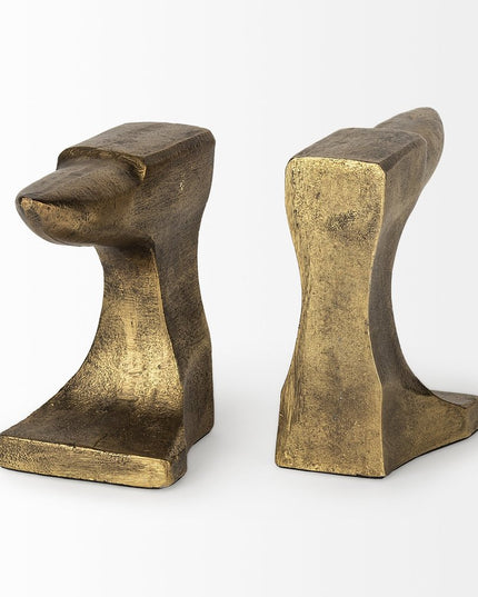 Set of Two 6" Gold Metal Decorative Bookends