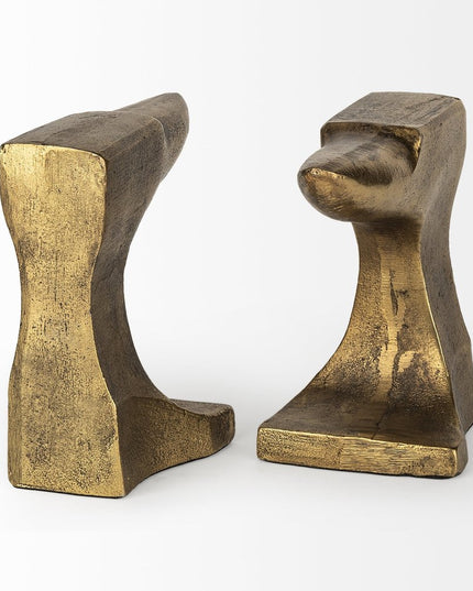 Set of Two 6" Gold Metal Decorative Bookends