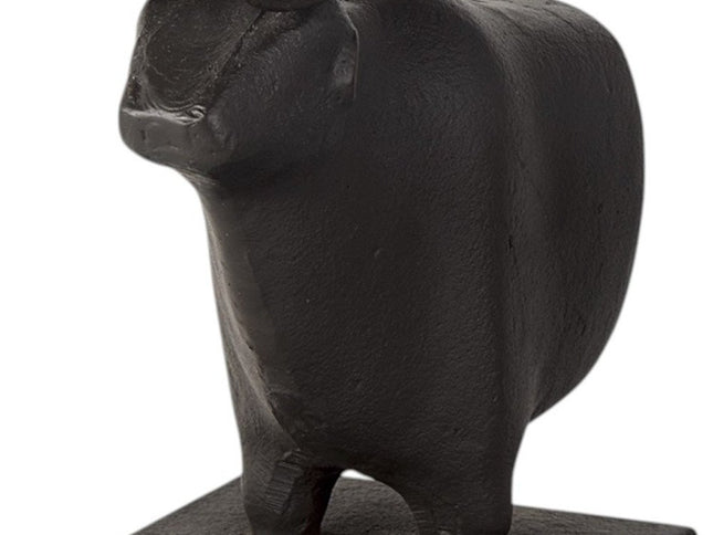 Set of Two 7" Black Fabric Bull Decorative Bookends