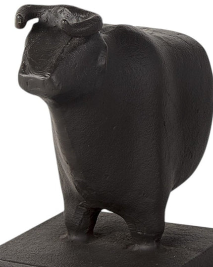 Set of Two 7" Black Fabric Bull Decorative Bookends