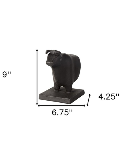 Set of Two 7" Black Fabric Bull Decorative Bookends