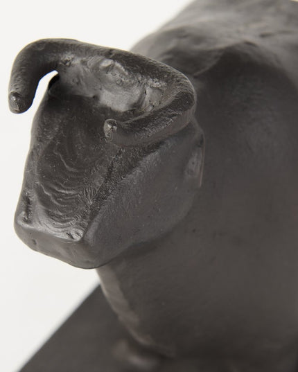 Set of Two 7" Black Fabric Bull Decorative Bookends