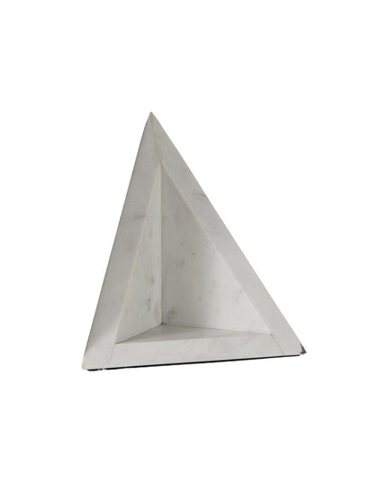 Set of Two White Marble Triangle Decorative Bookends