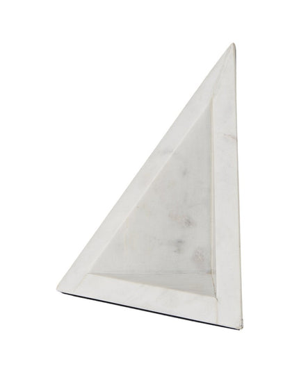 Set of Two White Marble Triangle Decorative Bookends