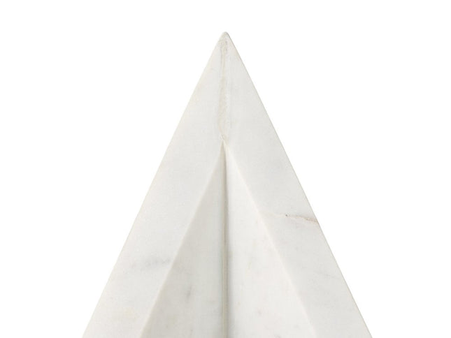 Set of Two White Marble Triangle Decorative Bookends