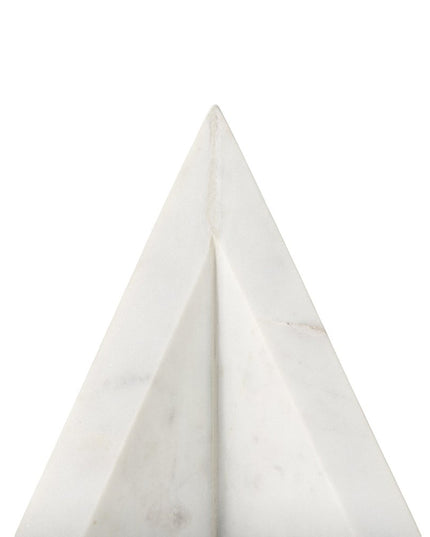 Set of Two White Marble Triangle Decorative Bookends
