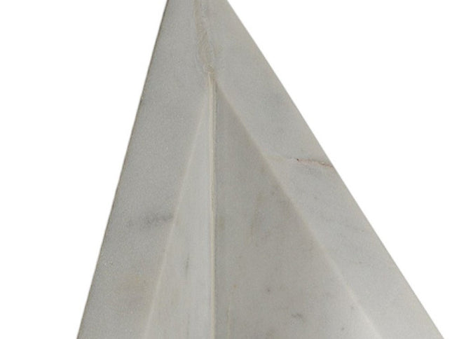 Set of Two White Marble Triangle Decorative Bookends
