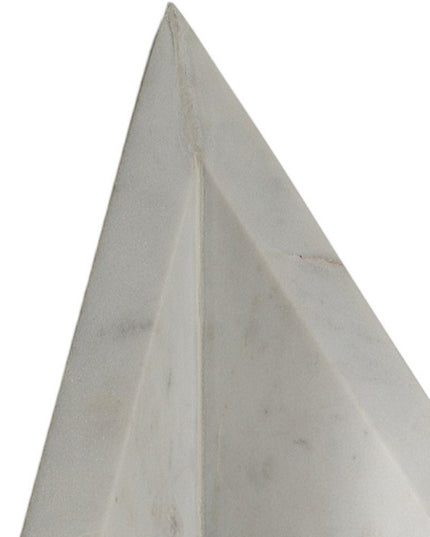 Set of Two White Marble Triangle Decorative Bookends