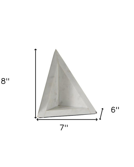 Set of Two White Marble Triangle Decorative Bookends