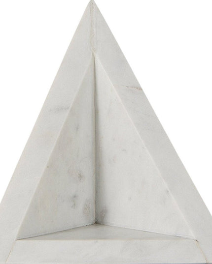 Set of Two White Marble Triangle Decorative Bookends