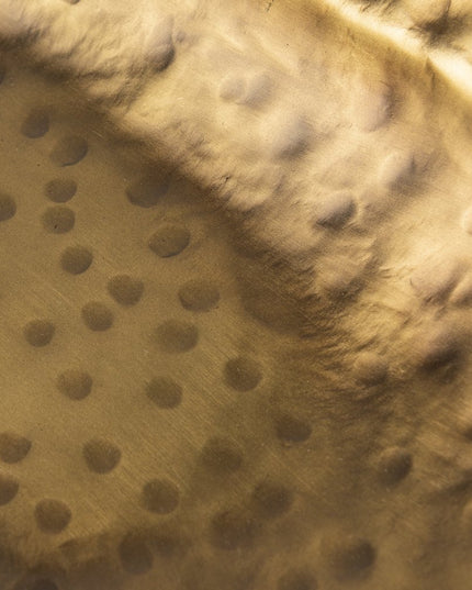 Set of Two Gold Hammered Metal Boat Shaped Decorative Bowls