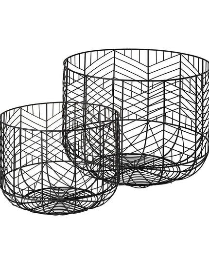 Set of Two Black Metal Tabletop Sculpture