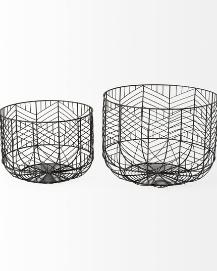 Set of Two Black Metal Tabletop Sculpture